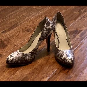 Nine West Snakeskin Print High Heel Pumps